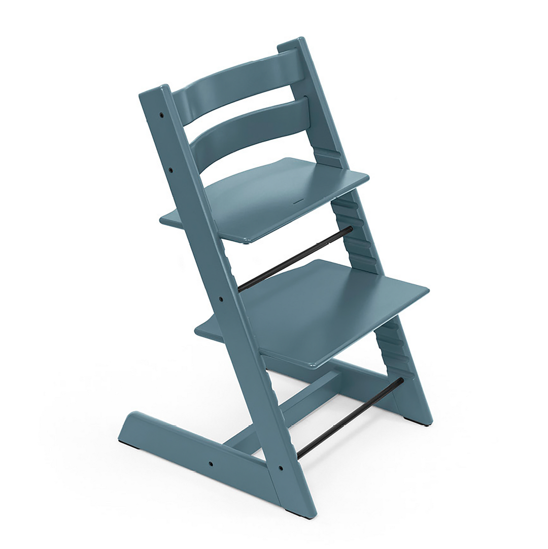 Stokke Tripp Trapp Kinderstuhl Hochstuhl Treppenhochstuhl Buche Fjord Blue Blau B-Ware
