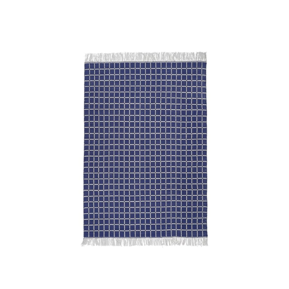 Broste Copenhagen Henny Teppich Hochflor Carpet Wohnzimmerteppich blau140x200cm