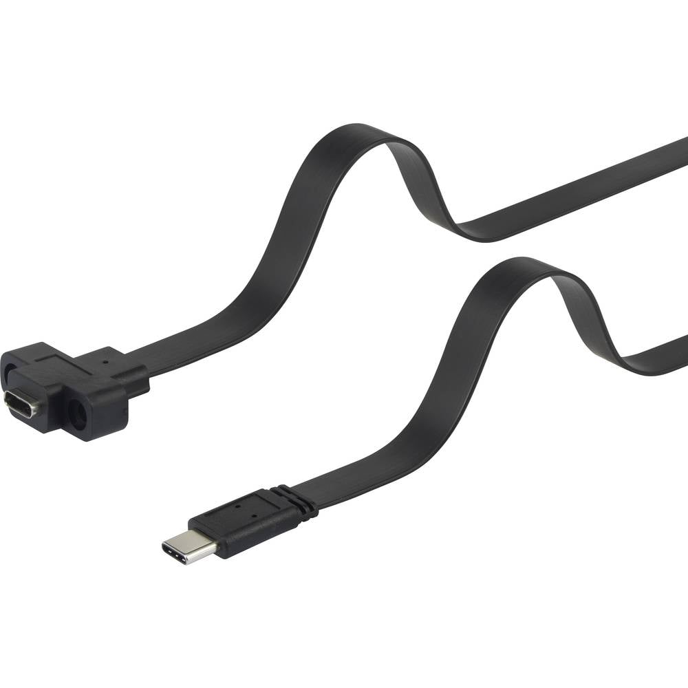 Renkforce USB-Kable USB 3.2 Gen1 USB-C-Stecker USB-C-Buchse Kabel 0.25 m Schwarz