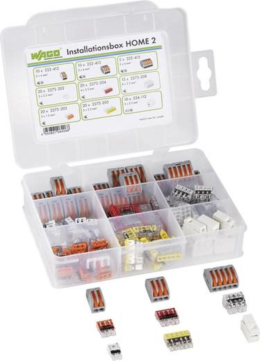 Wago 887 001/2011 1300 Verbindungsklemmen Sortiment Installationsbox 125 Teile B-Ware