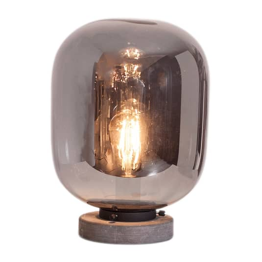 By Rydéns Leola Glas-Tischlampe Tischlampe Nachttischlampe Lampe E27 Rauchgrau