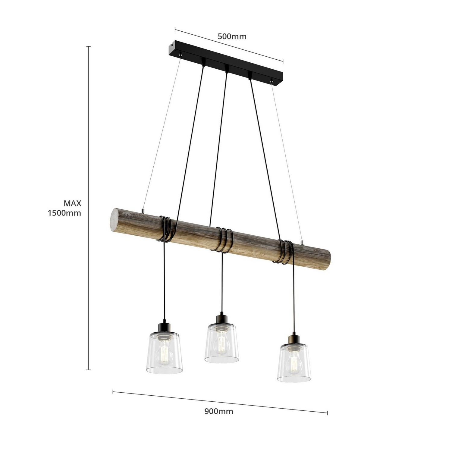B-Ware Britop Karrl Hängeleuchte Pendelleuchte Lampe Rauchgrau E27 Glas Holz
