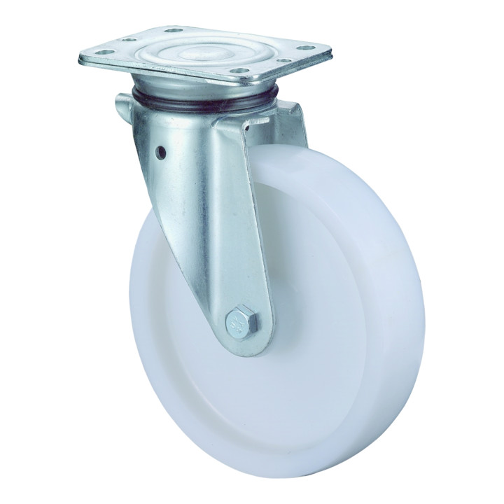 B-Ware Bs Schwerlast Lenkrolle Transportrolle Rad Kunststoff Weiß Platte 125mm 600kg