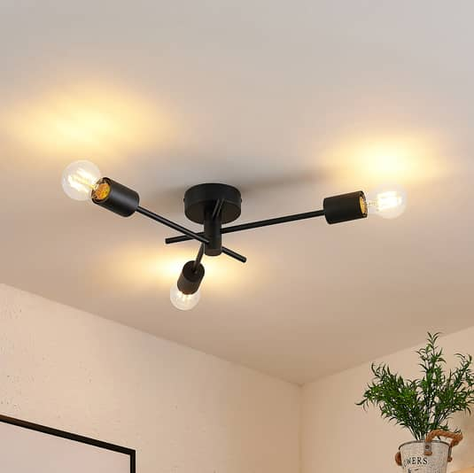 Lindby Cerros Deckenlampe Deckenleuchte Lampe Leuchte Dreiflammig Schwarz Ip20 B-Ware