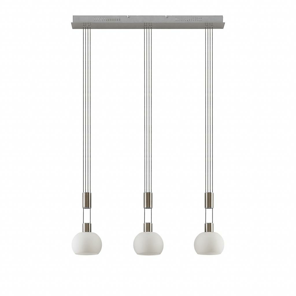 Lindby Aurell LED-Pendellampe Lampe Pendelleuchte Leuchte Glas 3-flammig nickel