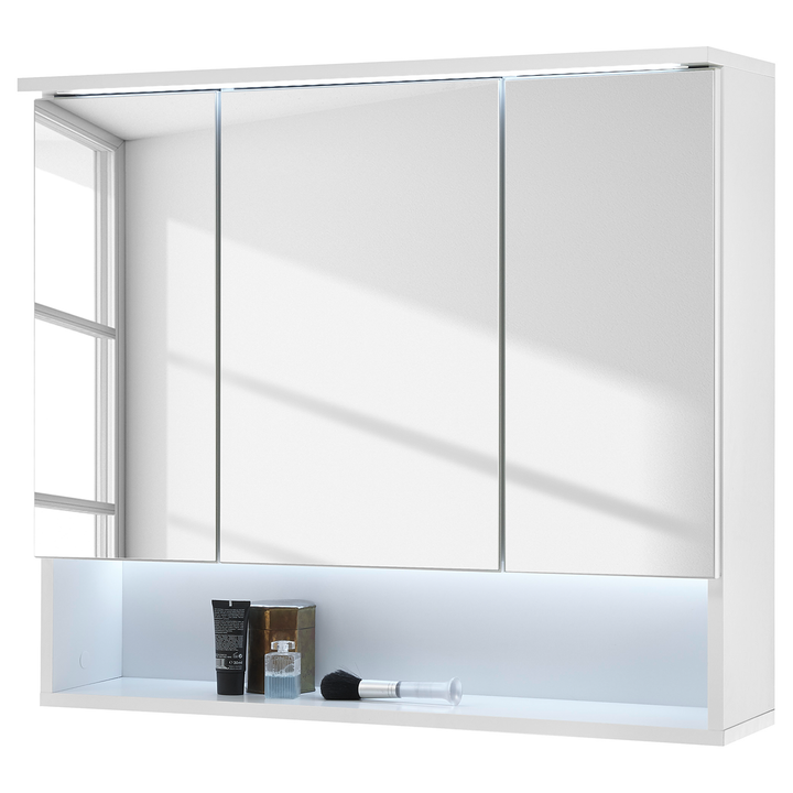 loftscape Spiegelschrank Lombos II Badezimmerschrank Inklusive Beleuchtung Weiß