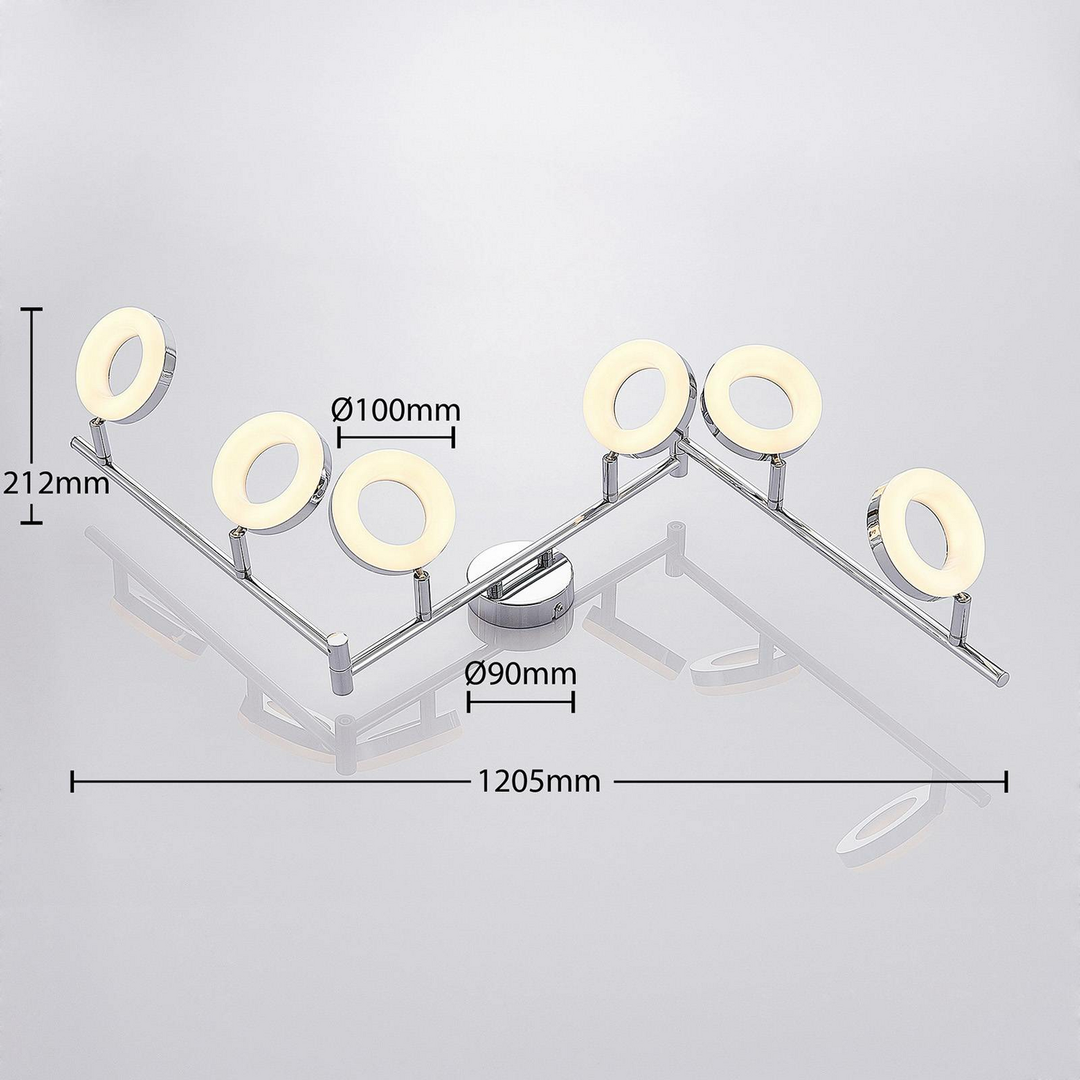 ELC Tioklia LED-Deckenlampe Deckenlampe Lampe Leuchte chrom sechsflammig 6x4W18