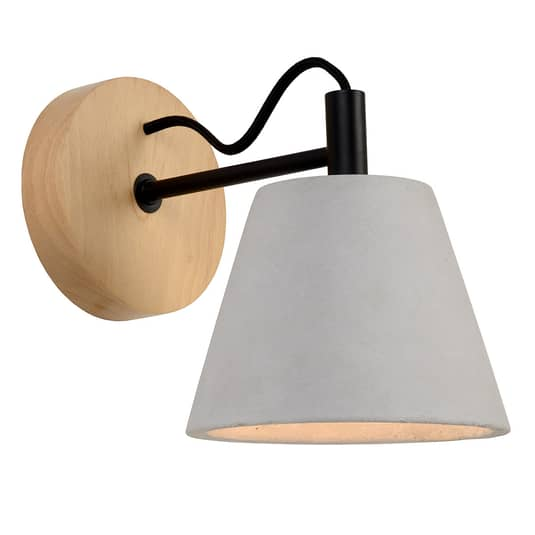 Lucide Possio Wandleuchte Mit Betonschirm Und Holz Wandleuchte Deko Wandlicht E1 B-Ware