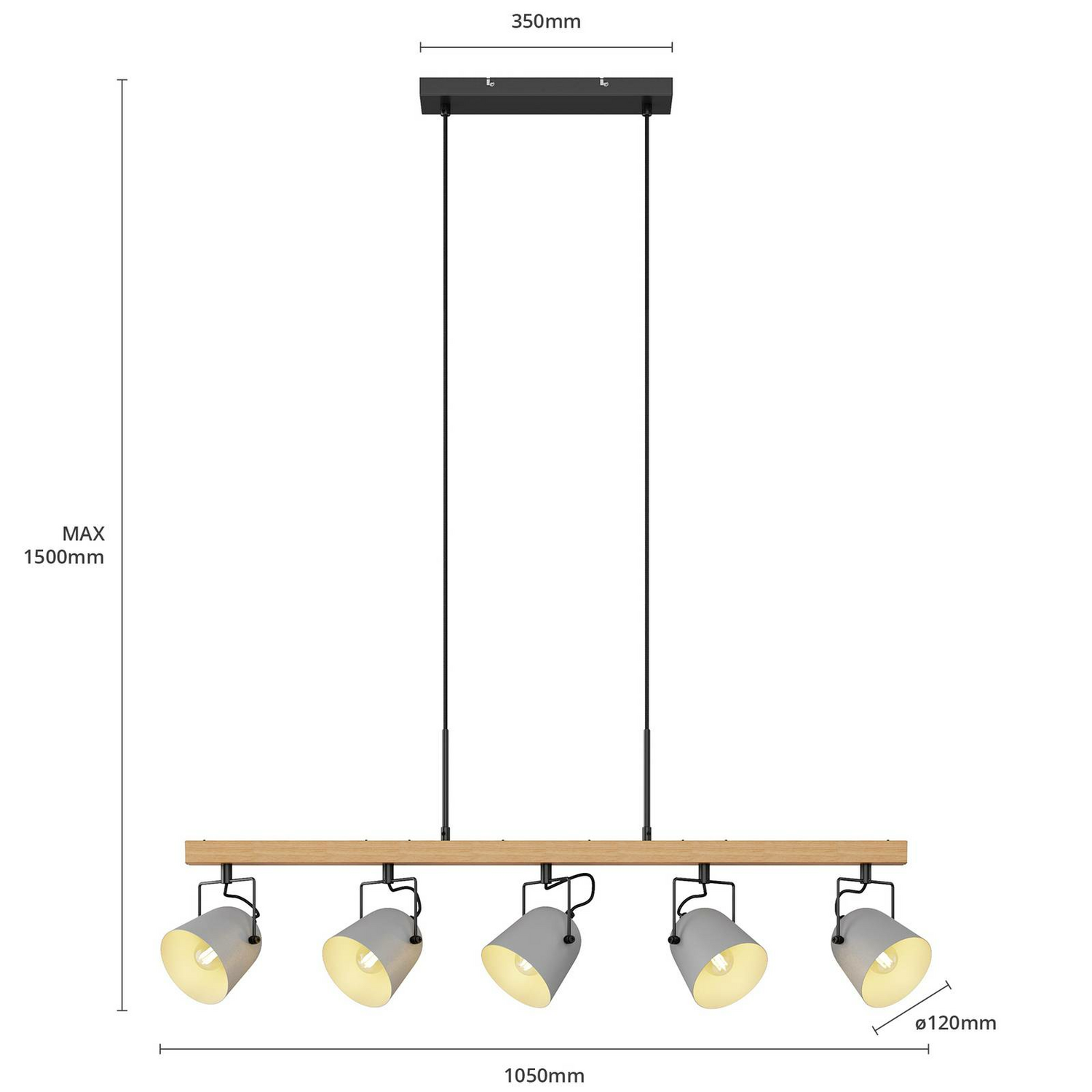 Lindby Adalin Hängeleuchte Pendelleuchte Deckenlampe Lampe Fünfflammig Grau588 B-Ware - 4251911710199