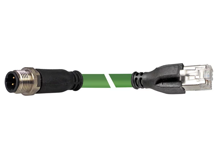 Helukat Industry Prof Inet B Rj45 Ip20 180°/ M12 D(male) Ip67 180° Grün 5m B-Ware