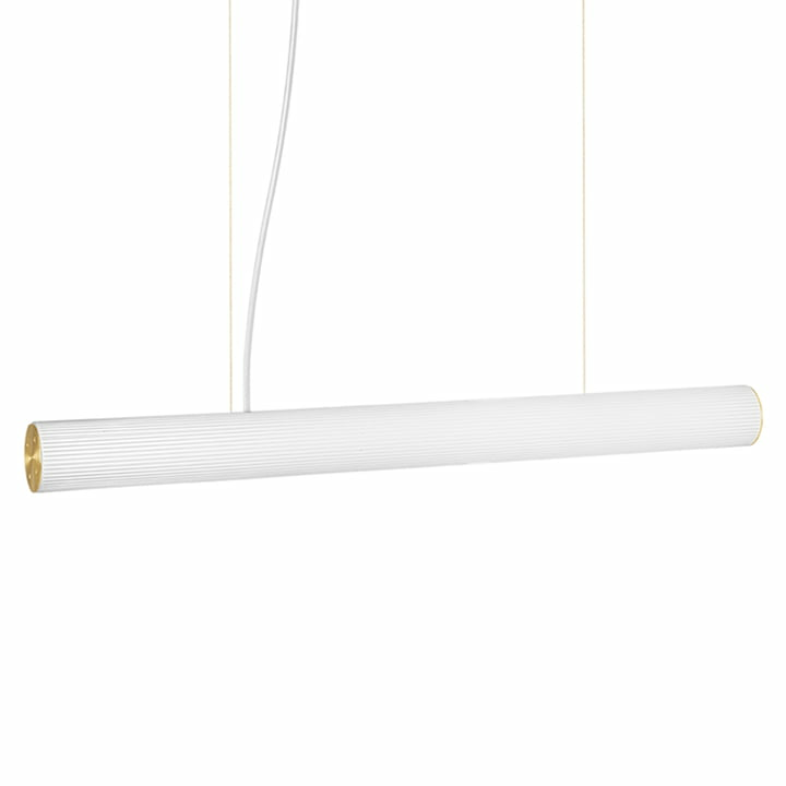 ferm Living Vuelta LED Pendelleuchte L 100 cm weiß Messing Hängeleuchte Lamp898