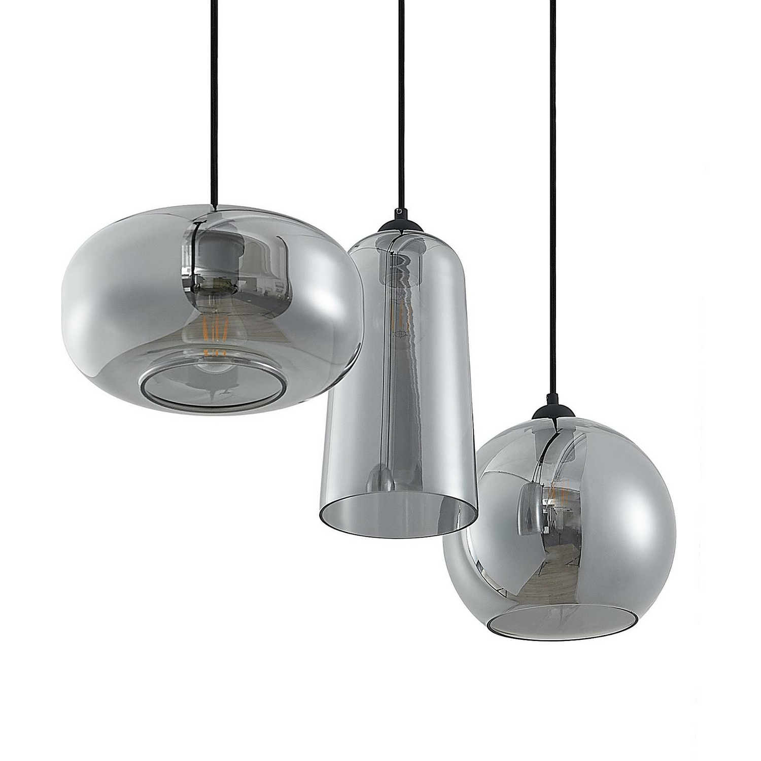 Lucande Wilja Hängeleuchte Pendelleuchte Deckenlampe Licht Dreiflammig Rauchg794 B-Ware - 4251911701746
