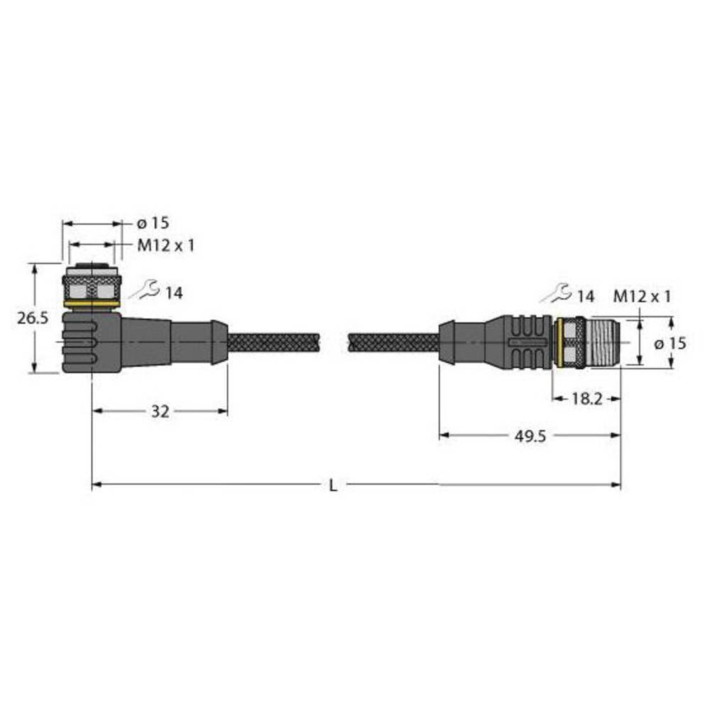 Turck 6628095 Sensor-/Aktor-Steckverbinder konfektioniert 3 m Polzahl 4 Stecker