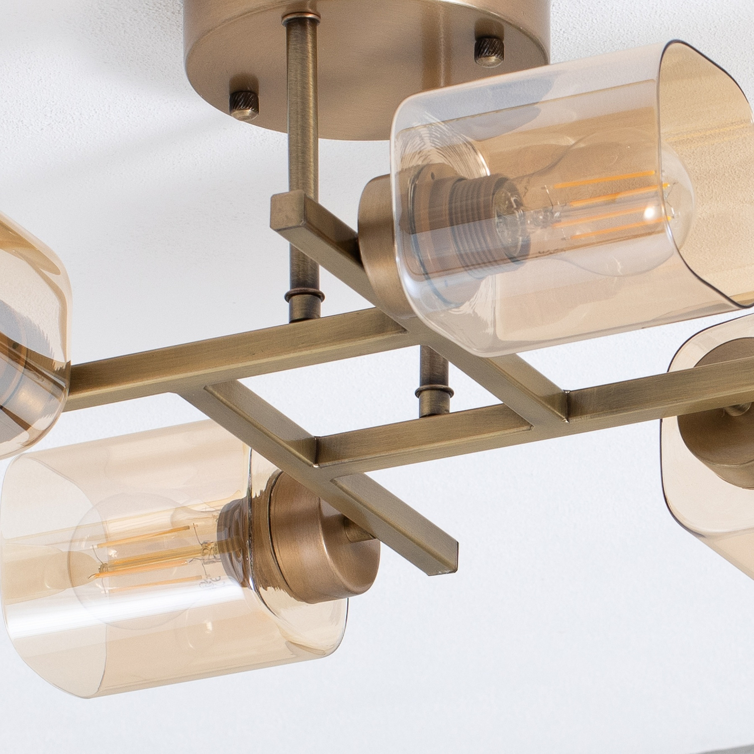 Avonni Deckenlampe Horia Leuchte Antikgold Amber 80x40 Cm Glas Metall 6 Flg      B-Ware - 8698957170291