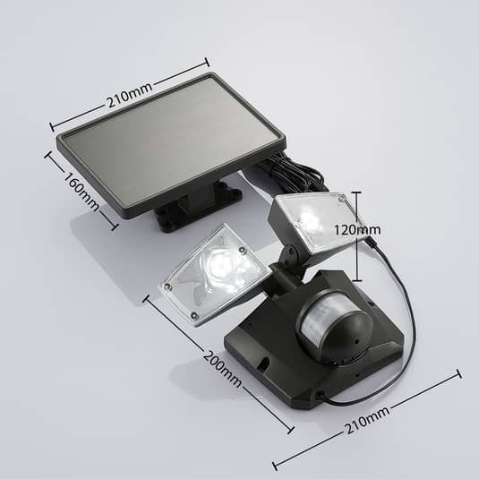 B-Ware Lindby LED-Solarstrahler Solarlampe Solarleuchte Flutlicht 2-flammig dunkelgrau