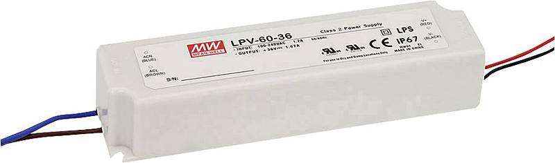 Mean Well LPV-60-24 LED-Trafo Konstantspannung 60 W 0-2.5A 24 V/DC Transformator