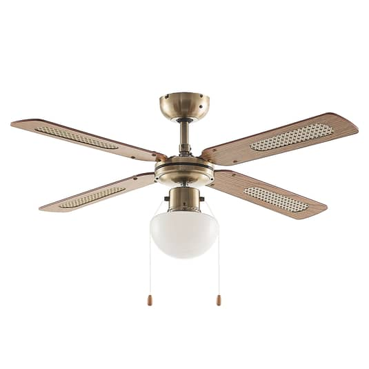 Starluna Rakan Deckenventilator Ventilator Deckenlüfter E14 Holzflügel Messing B-Ware