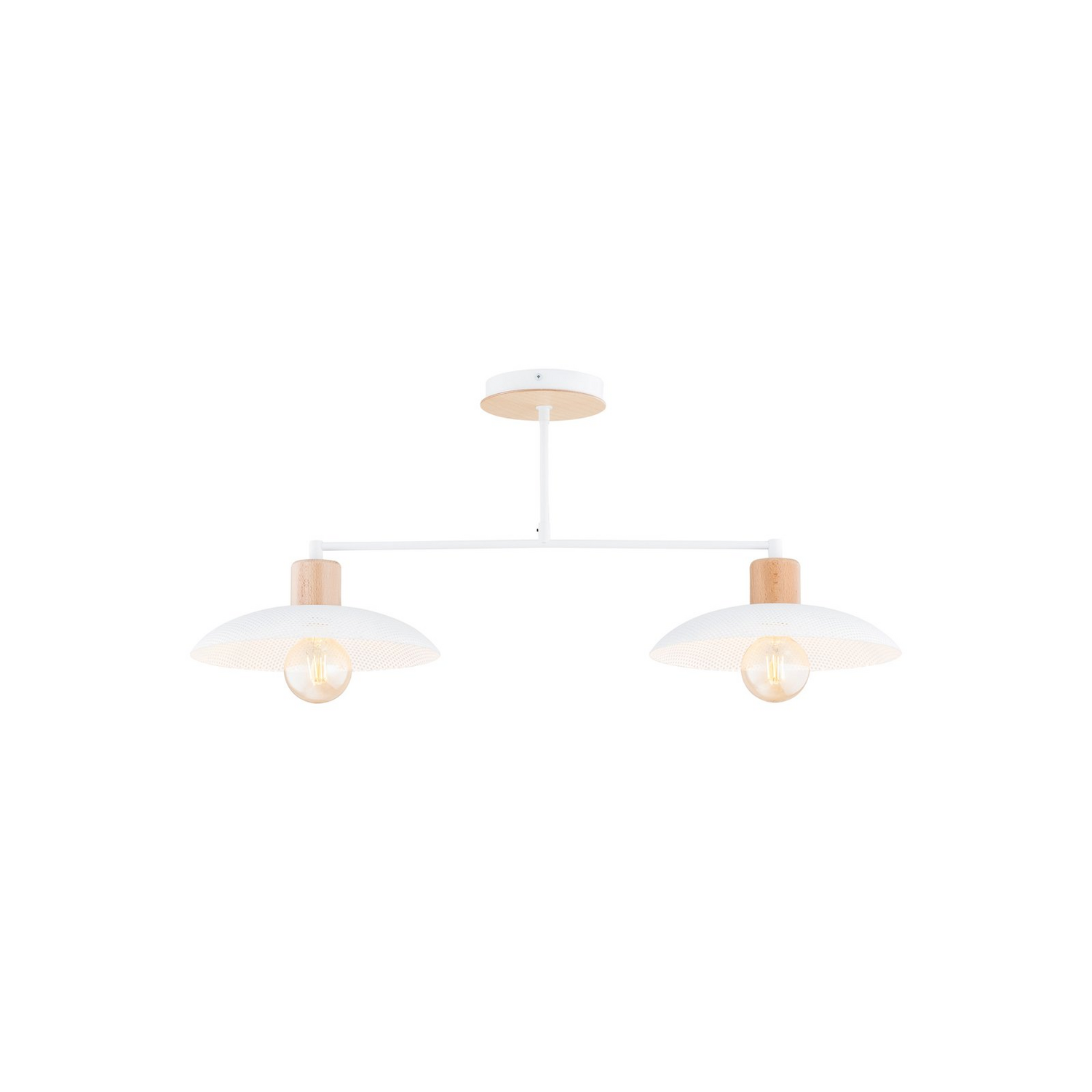 Emibig Lighting Kobe Deckenleuchte Hängelampe Leuchte 2 Flg. Stahl Holz Weiß E27 B-Ware - 5901738928763