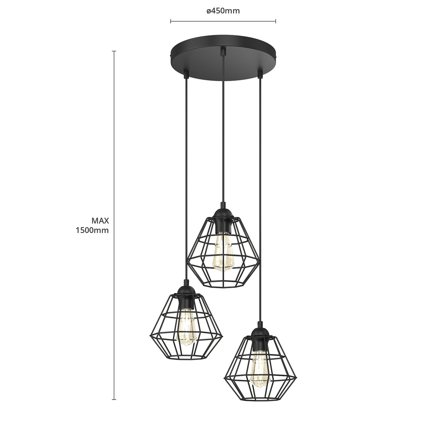 Envostar Hängeleuchte Pendelleuchte Saphir 3 Flammig Rund Siehe Text/Foto B-Ware - 4251911798142