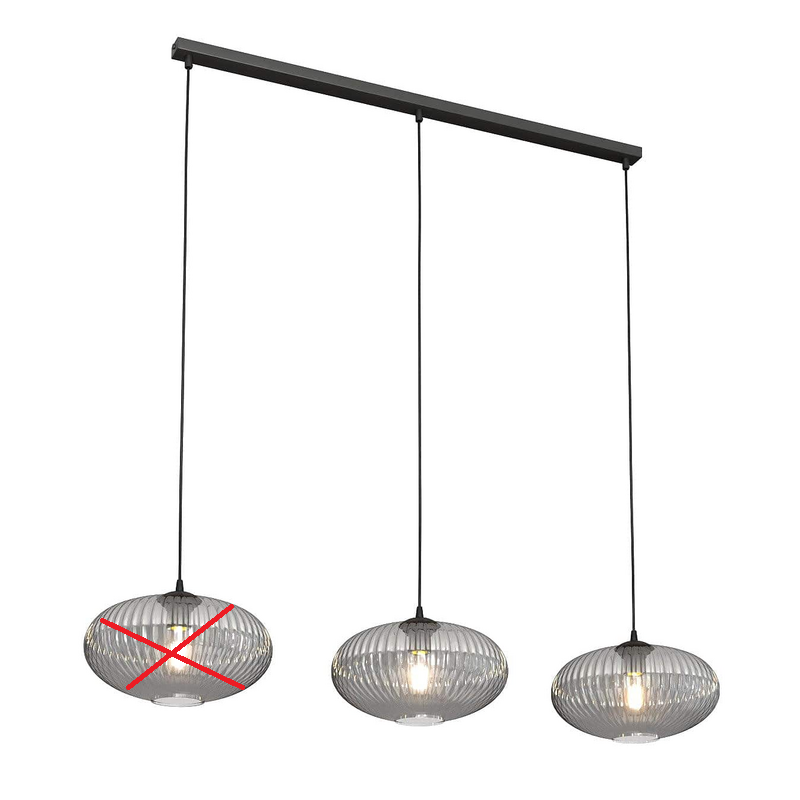 Emibig Esszimmerlampe Coco Länge 115 Cm Schwarz/Rauchgrau 3 Flg. Siehe Text/Foto B-Ware - 5907106009812