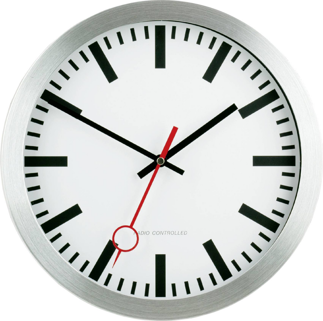 EUROTIME 59002-07 Funk Wanduhr Funkwanduhr Wand-Uhr Wanduhr Uhr Deko 30cm Silber