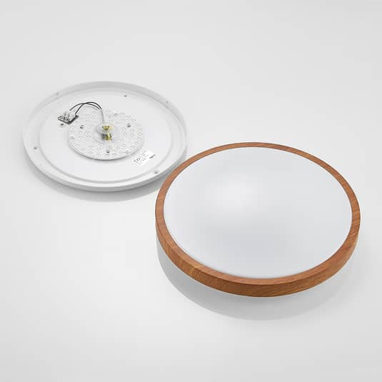 B-Ware Lindby Mynte Led Deckenlampe Deckenlampe Lampe Leuchte24 W ø 42,5 Cm Holz Weiß