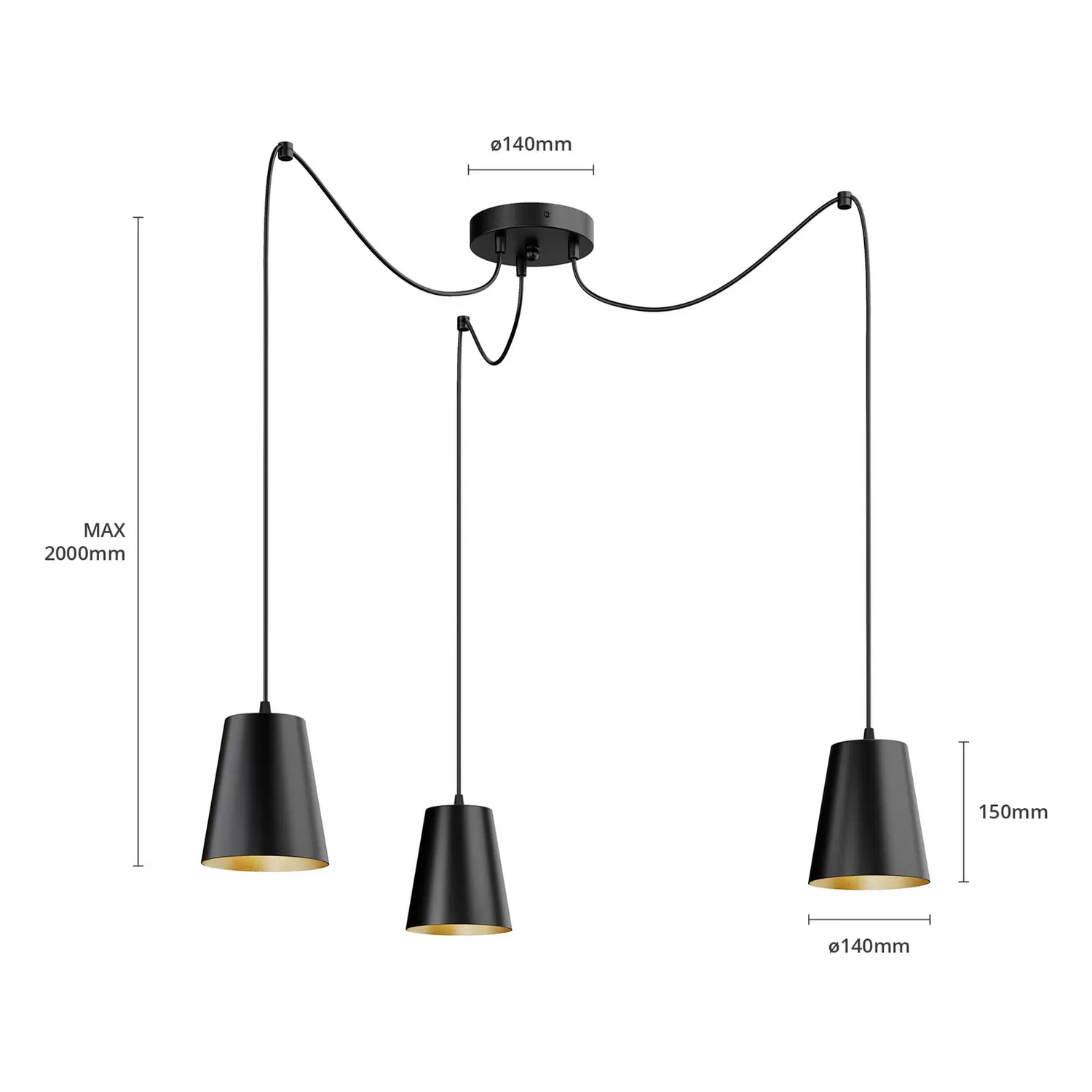 Pendelleuchte Link In Schwarz Dreiflammig Pendellampe Lampe Leuchte Spot Licht B-Ware - 5901738918146