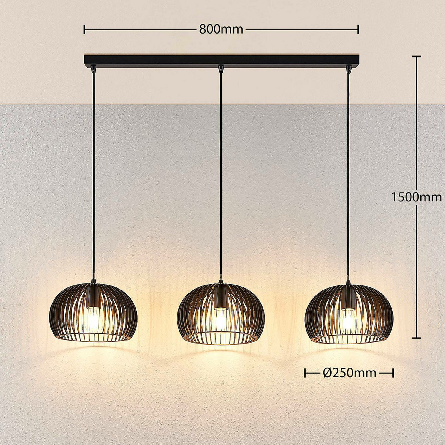 B-Ware Lindby Pendelleuchte Jusra Hängeleuchte Lampe Leuchte 3 Flg. E27 Metall Schwarz