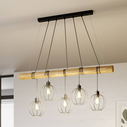 Euluna Hängeleuchte Hängelampe Lampe Leuchte Karou Fünfflammig Braun Gebeizt E27 B-Ware - 5905840217241