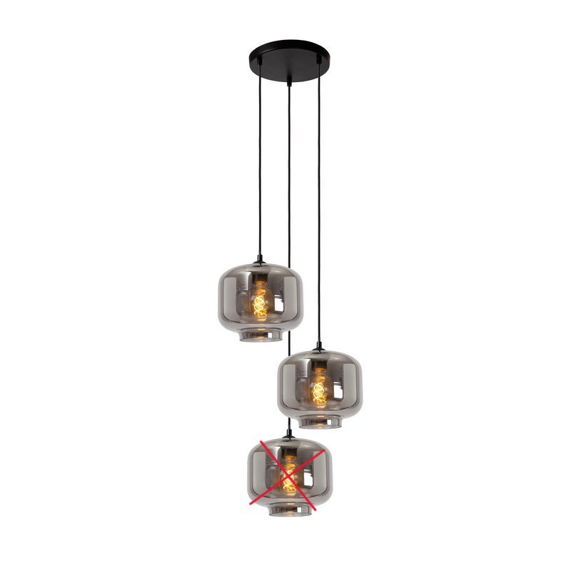 Lucide Pendelleuchte Medine rauchgrau Ø 46 cm Glas 3-flammig SIEHE TEXT/FOTO