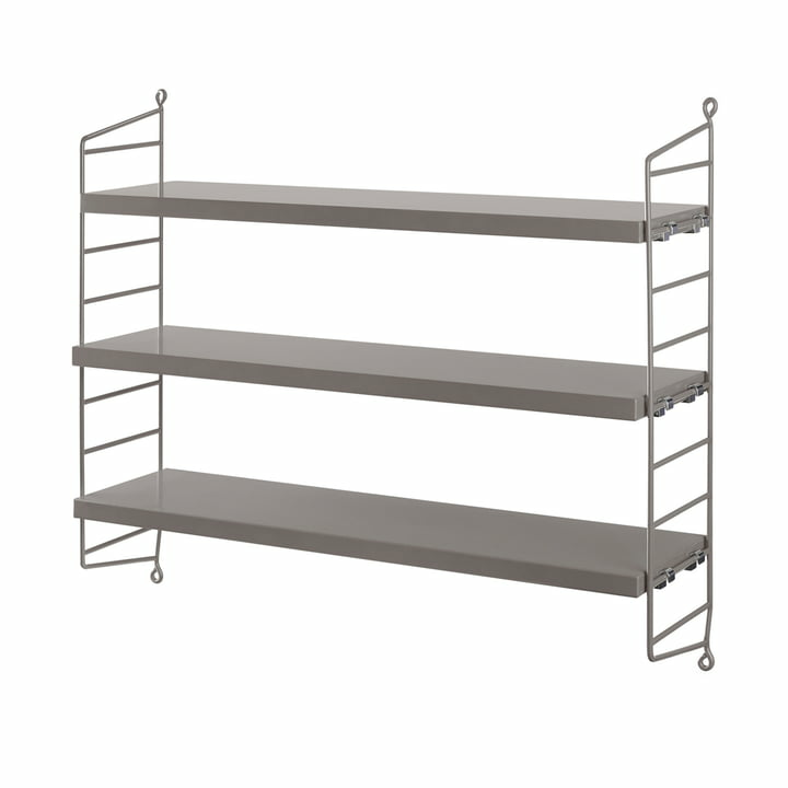 String Pocket Metall Wandregal Sideboard Dekoregal Bücherregal Hängeregal Grau B-Ware