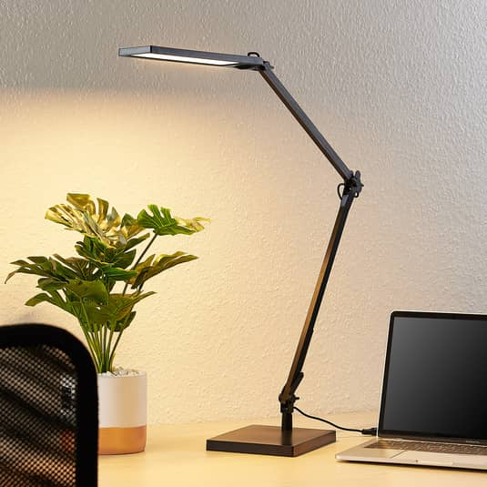 Lindby Antisa LED-Schreibtischlampe SchreibTischlampe Lampe CCT mit Dimmer