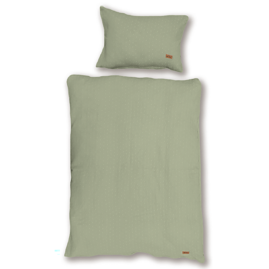 Little Bettwäsche Musselin Deckenbezug 100x135 cm Kissenbezug 40 x 60 cm grün