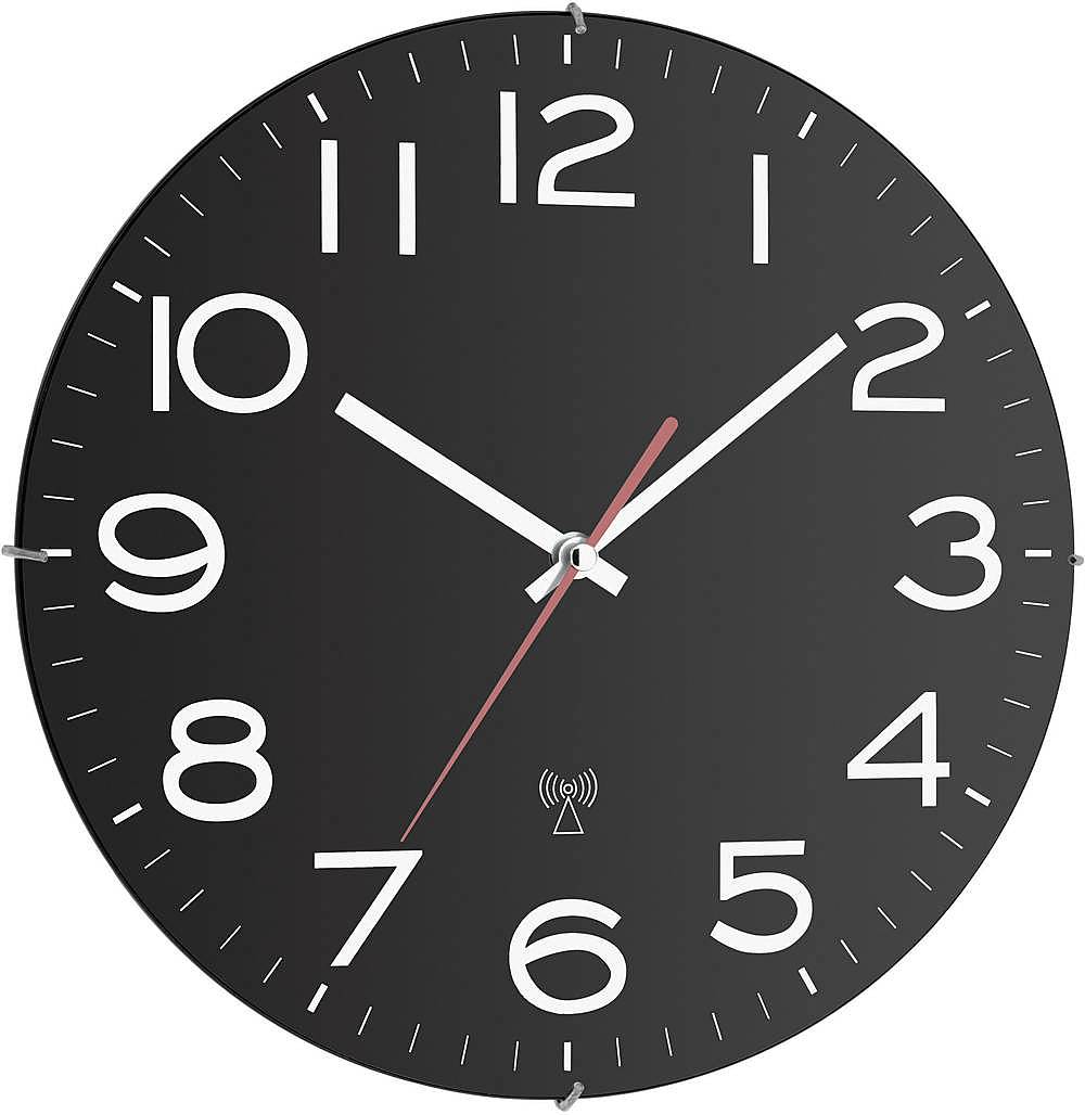 Tfa 60.3509 Funk Wanduhr Uhr 300 Mm X 40 Mm Metall Abdeckung Aus Glas Schwarz B-Ware - 4009816023261