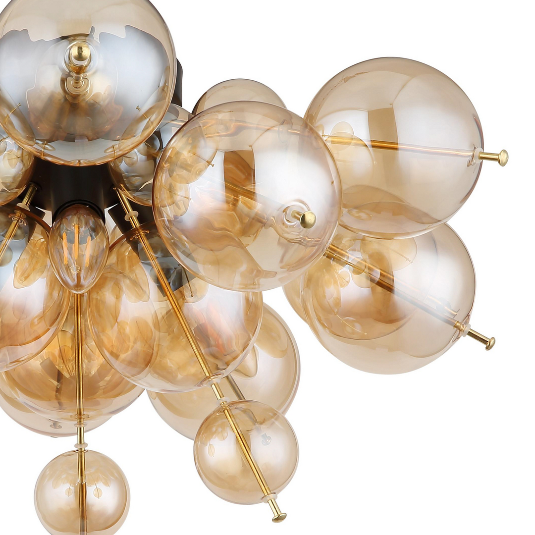 Globo Deckenleuchte Lampe Udo Glas Amber ø 55 Cm E14 Dimmbar Wohnzimmer Leuchte B-Ware