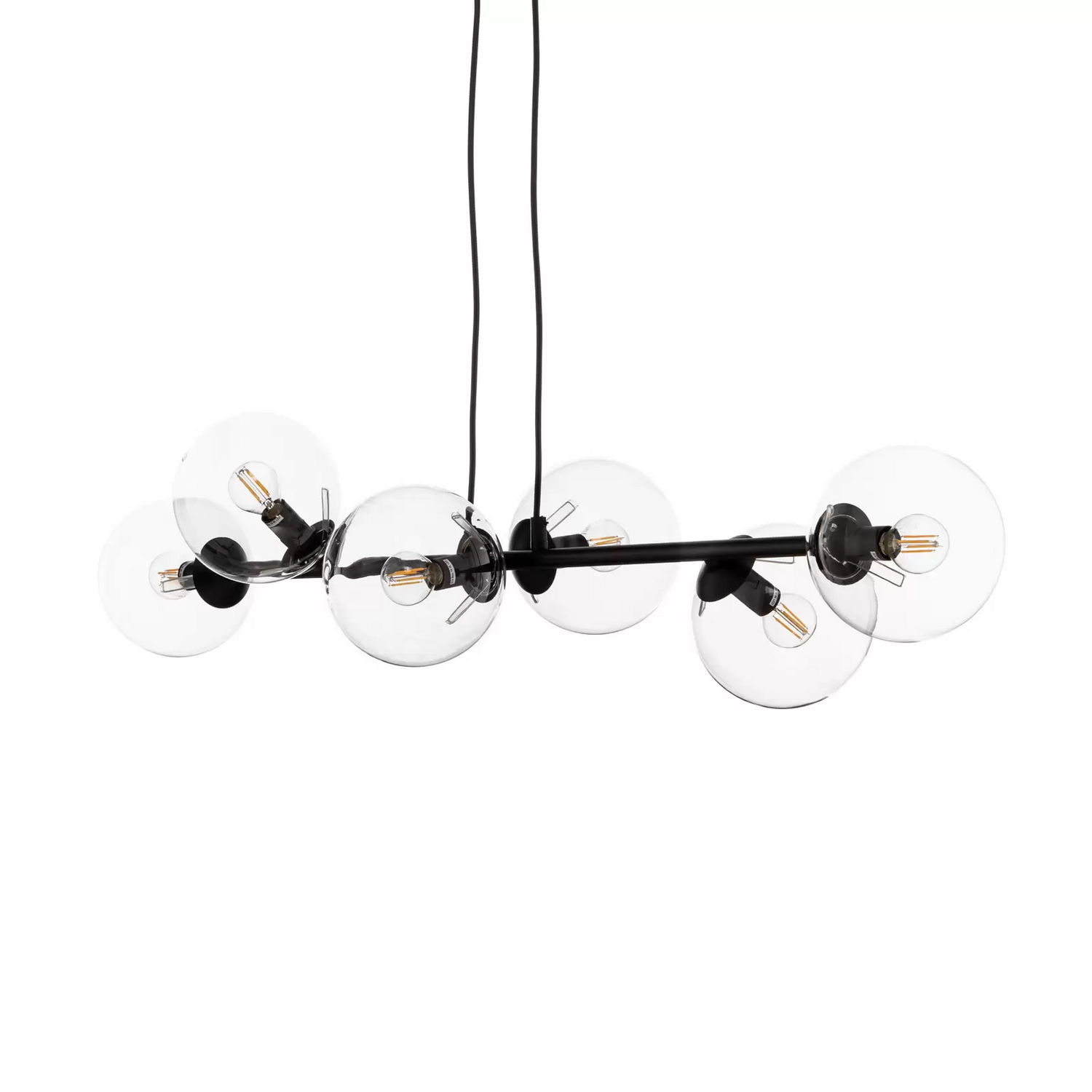 Emibig Lighting Hängeleuchte Glassy Hängelampe 6 Flammig Schwarz Klar Glas 110cm B-Ware - 5901738900158