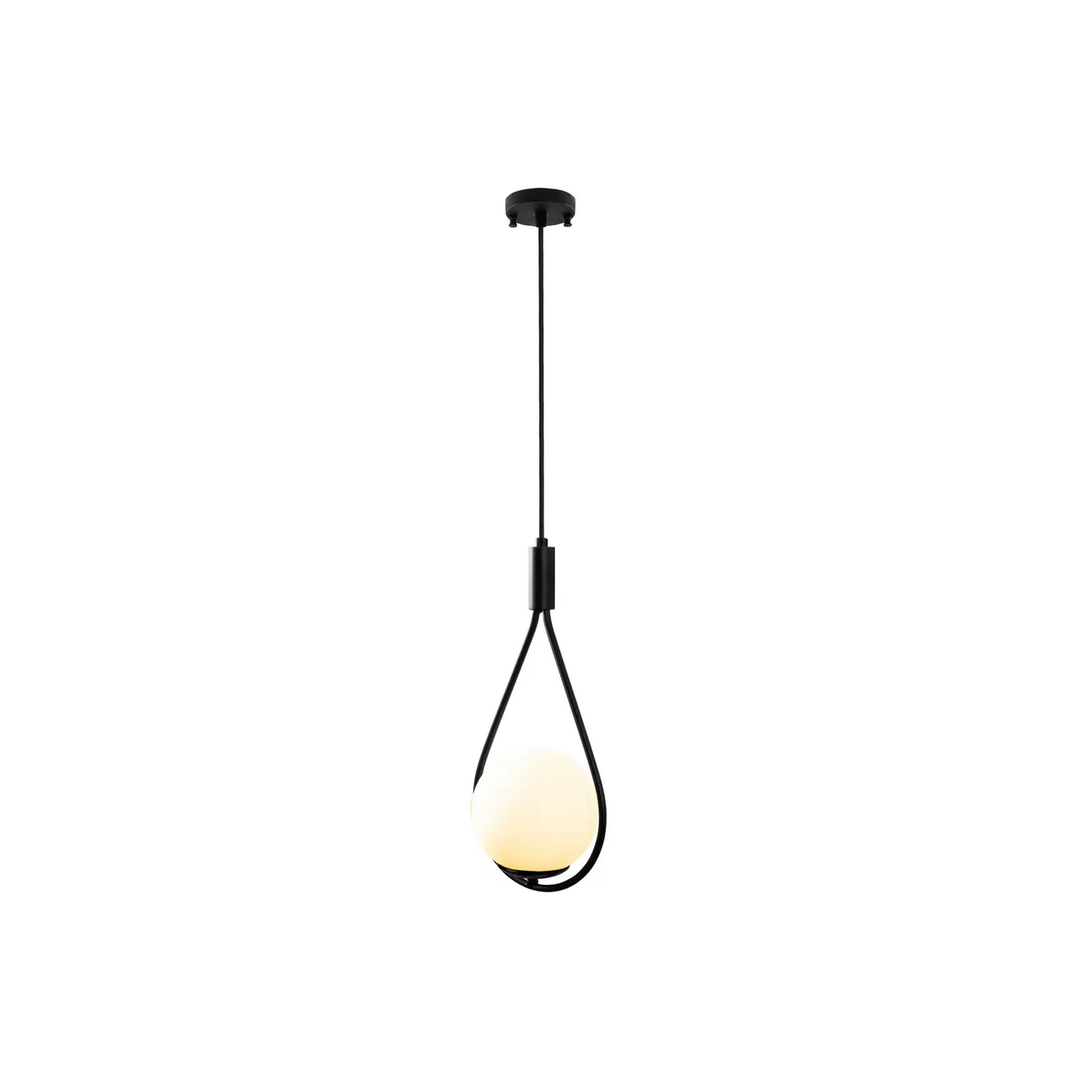 Hängeleuchte Gmn 00008 1 Flammig Schwarz/Opalglas Deckenlampe Lampe Leuchte E27 B-Ware - 8684282429357