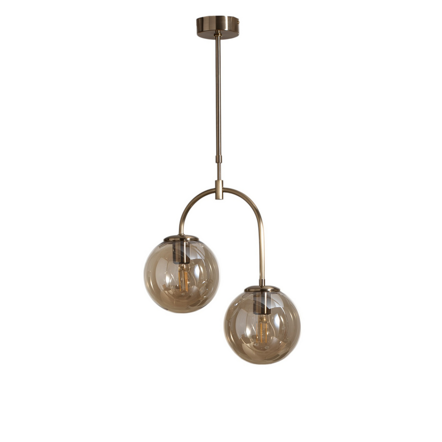 B-Ware Portemo Hängeleuchte Deckenlampe Messing Glas 2 Flammig ø 37 Cm - 8698525682058