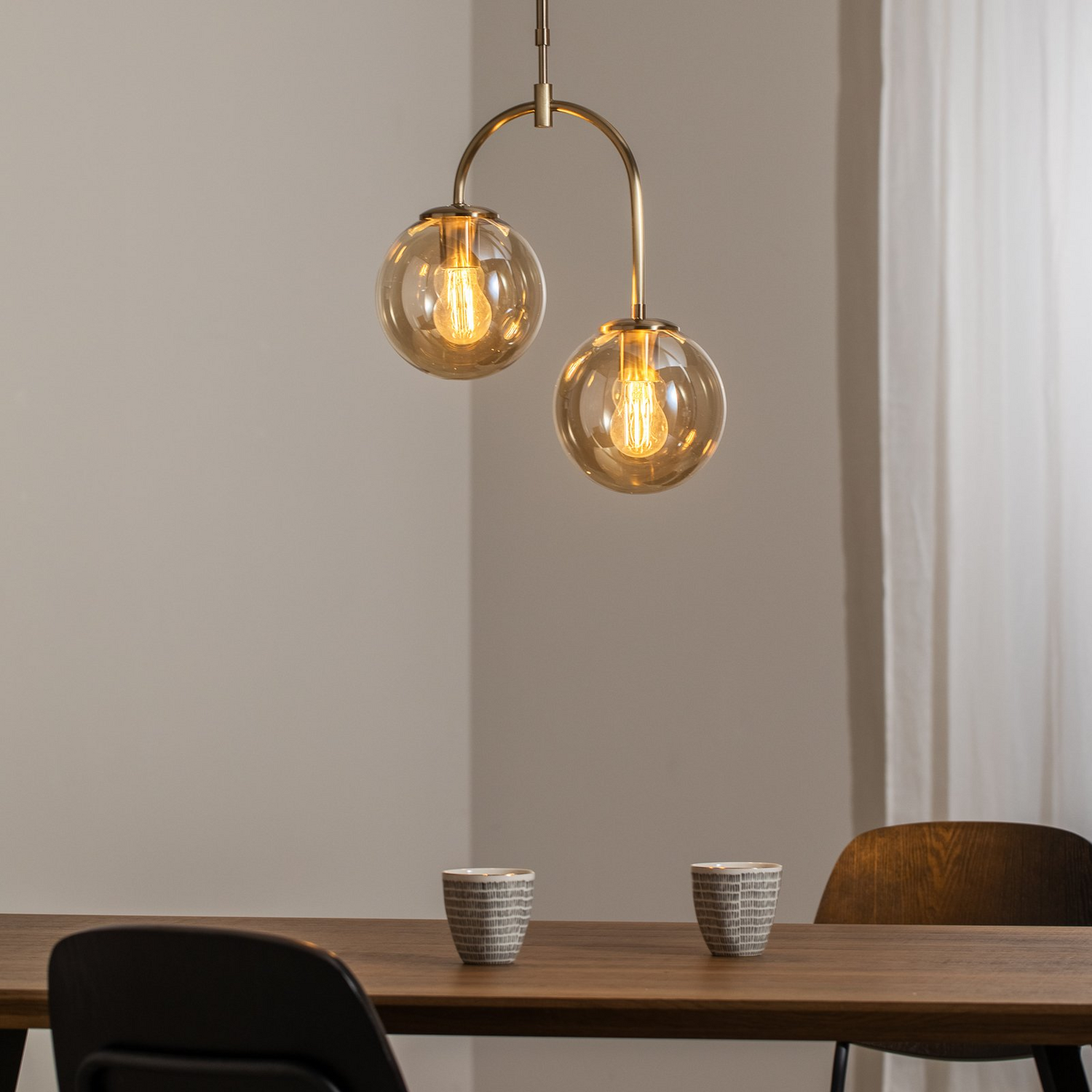 B-Ware Portemo Hängeleuchte Deckenlampe Messing Glas 2 Flammig ø 37 Cm - 8698525682058