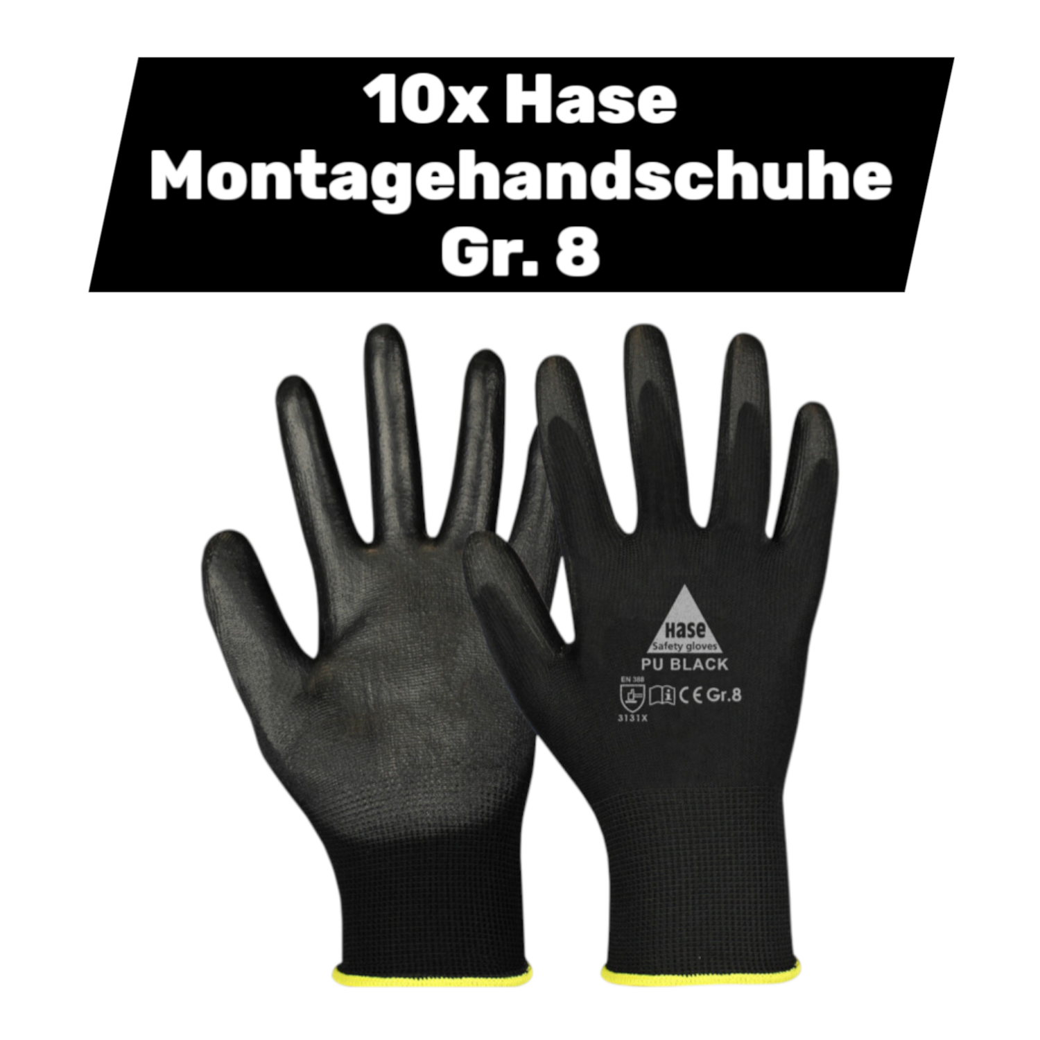 Hase Montagehandschuhe Arbeitshandschuhe Handschutz Polyester Größe 8 10 Stück B-Ware - 4018949379220