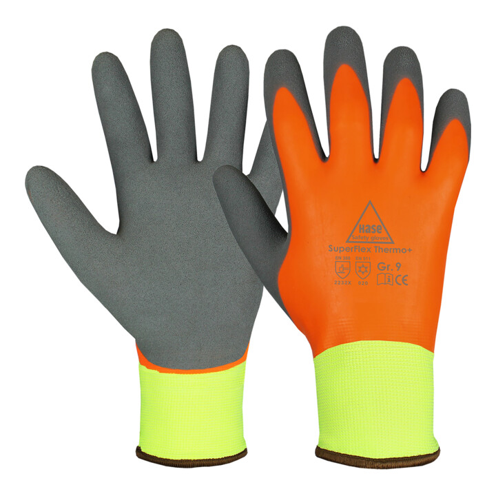 Hase Montagehandschuh Arbeitshandschuh Winterhandschuh Neon Gelb Polyester Latex B-Ware - 4018949555259