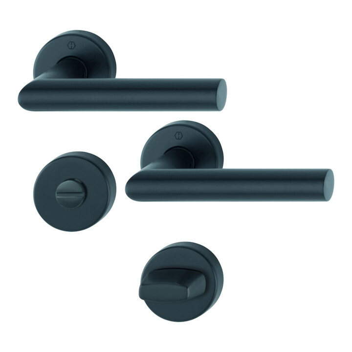 B-Ware Hoppe Türbeschlag Garnitur Türgriff Schwarz Edelstahl Amsterdam E1400 Z42 Kv42 Kvs