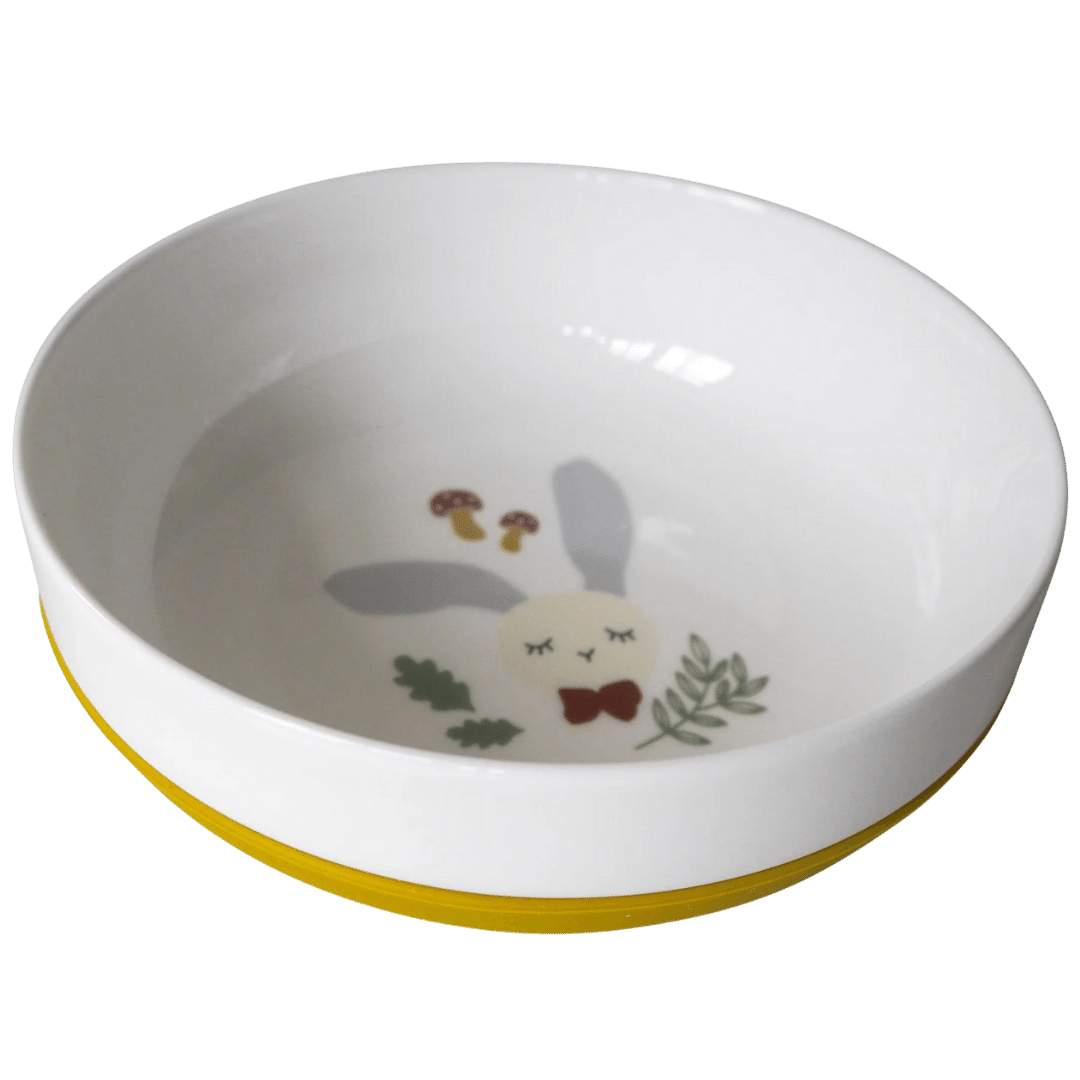 B-Ware Kikadu Schale Schüssel Hase Design Gelb Kinder Geschirr Weichporzellan