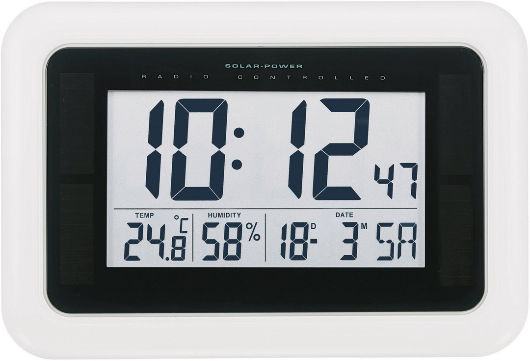 Conrad Solar Funk Wanduhr Funk Wanduhr Uhr Digital Weiß Siehe Text/Foto B-Ware - 4064161202440