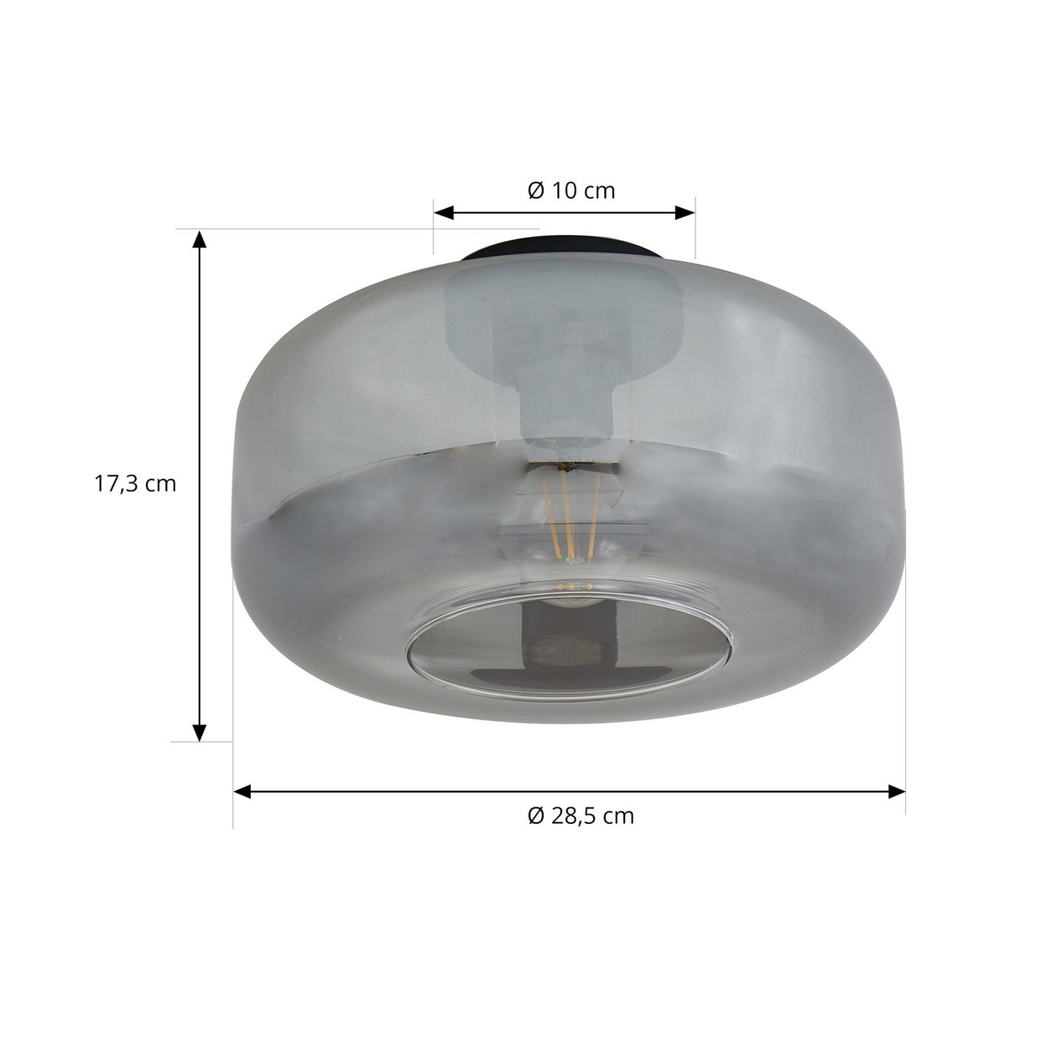 Lindby Deckenleuchte Hildur ø 28,5 Cm Rauchgrau Glas Deckenlampe Lampe Leuchte B-Ware - 4251911793383