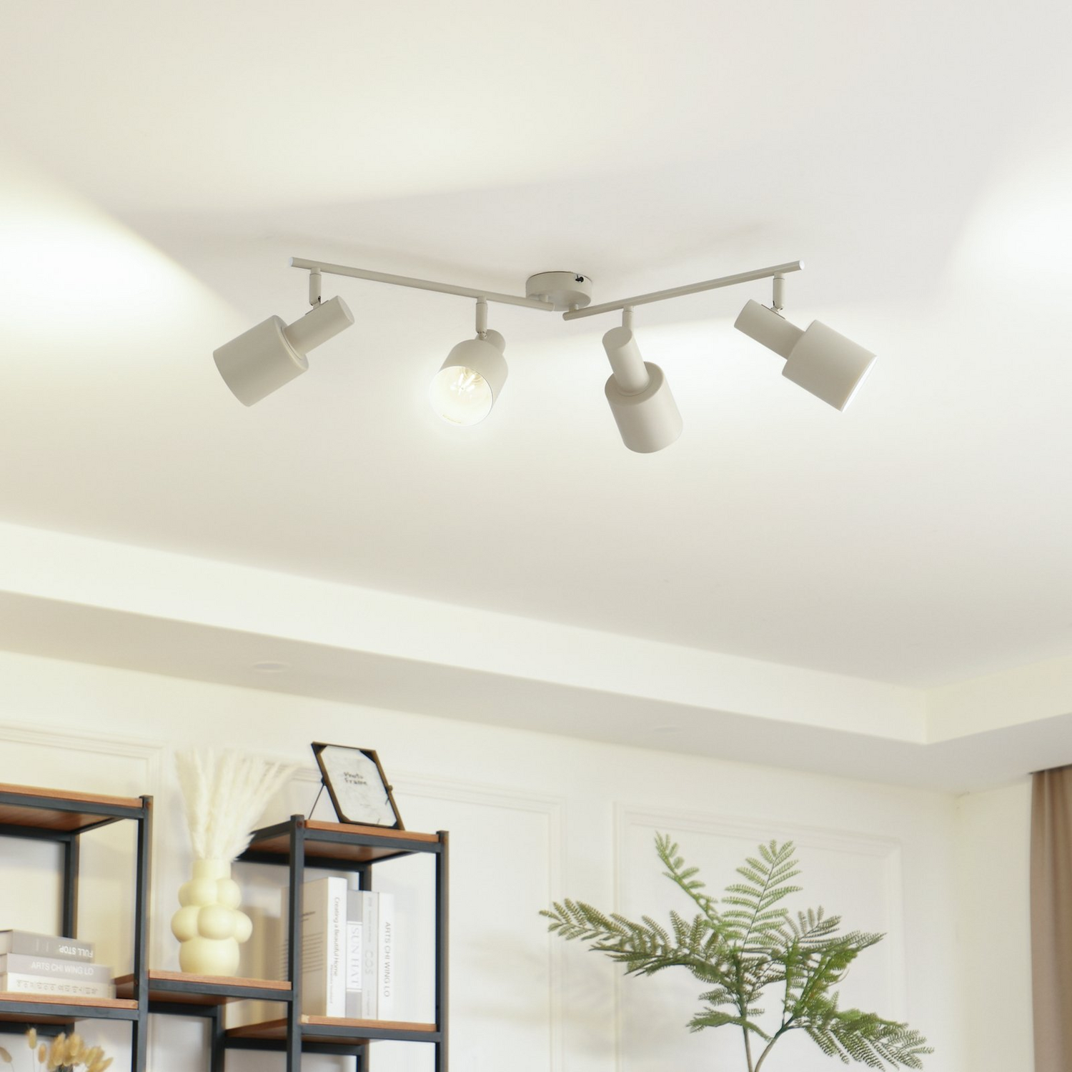 Lindby Deckenstrahler Ovelia Beige Lang 4 Flämmig Deckenlampe Lampe Strahler E27 B-Ware - 4251911775136