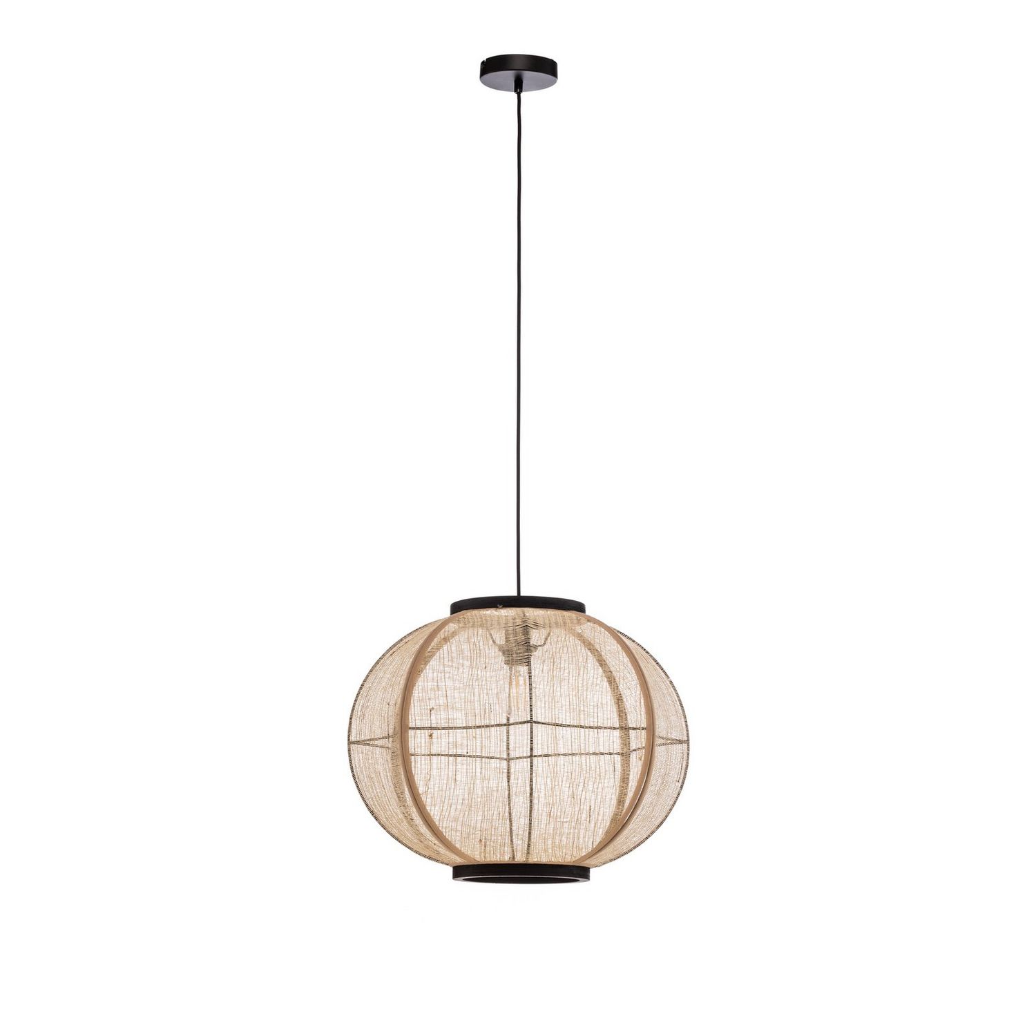 Lindby Hängeleuchte Lampe Deckenleuchte Aurinil Holzfarben Leinen ø 48cm E27 B-Ware - 4251911777819
