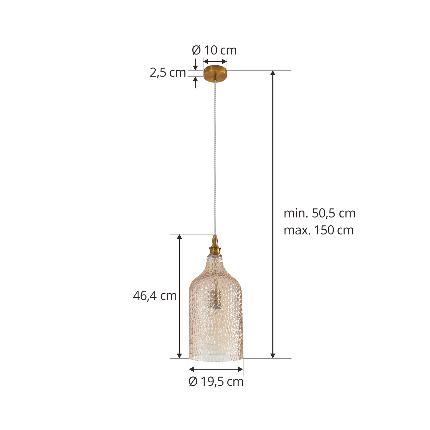 B-Ware Lindby Hängeleuchte Pendelleuchte Lampe Drakar Amber Glas ø 195 Cm Deckenlampe