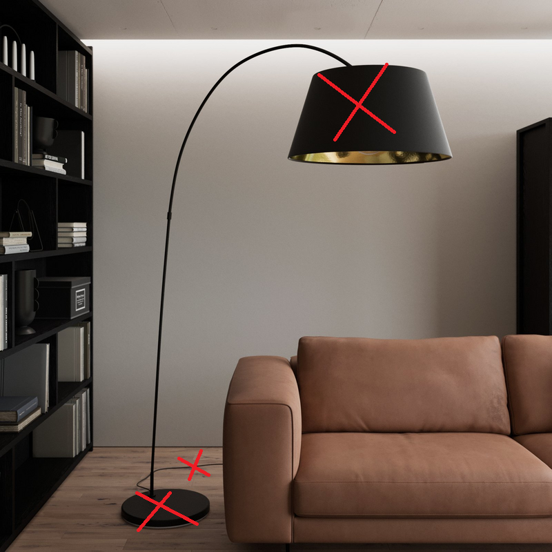 Lindby Bogenstehlampe Esti Lampe Ständer Stehlampe Schwarz Gold Siehe Text/Foto B-Ware