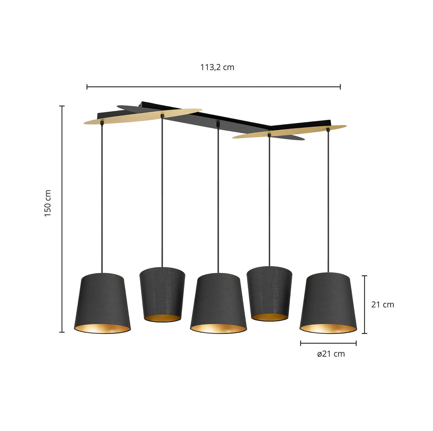 B-Ware Lucande Thamila Hängeleuchte Schwarz Gold Eisen Deckenlampe Lampe Leuchte Spot - 4251911746693